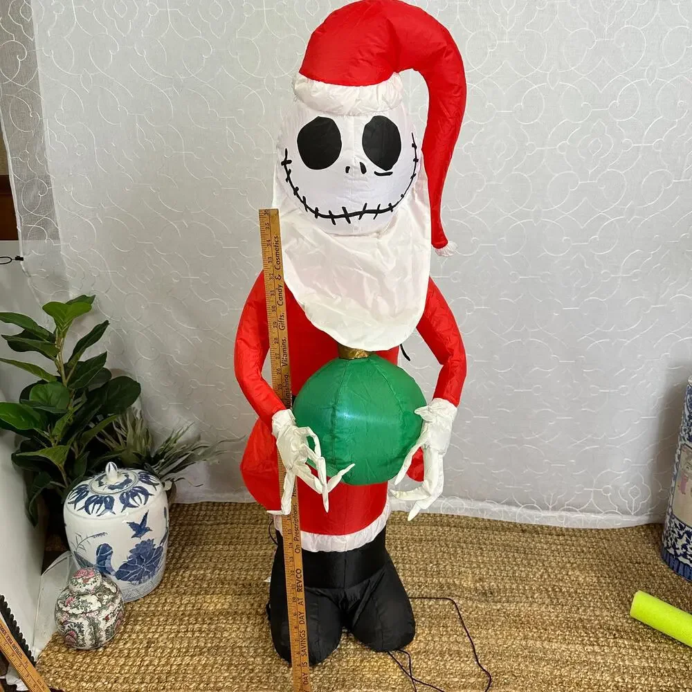 Disney LED Airblown Inflatable Jack Skellington in Santa Suit 52”